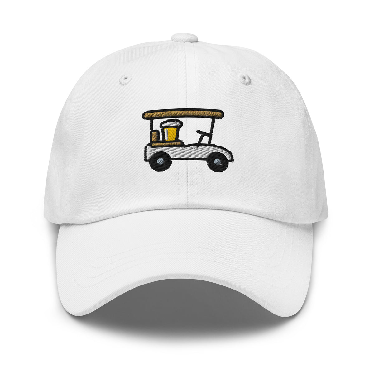 Designated Driver Embroidered Golf Dad Hat in White, front view