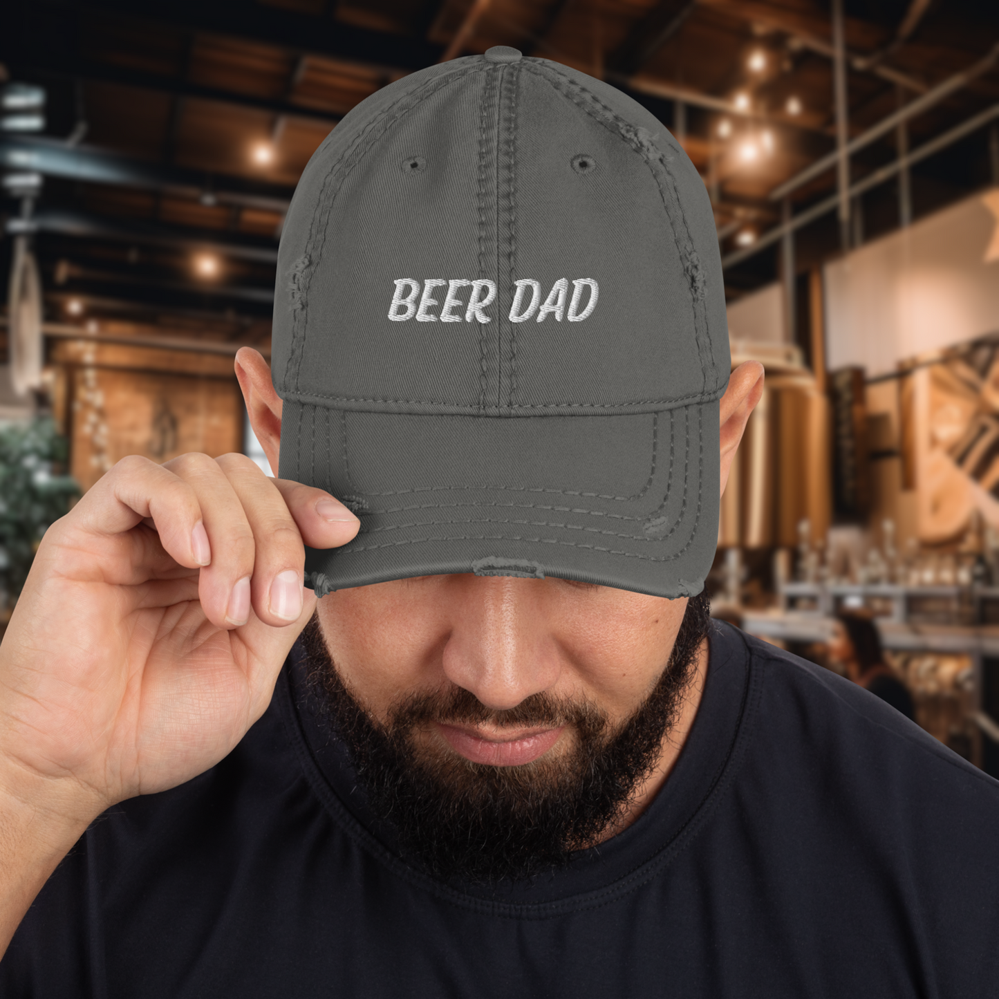 Distressed Beer Dad Hat