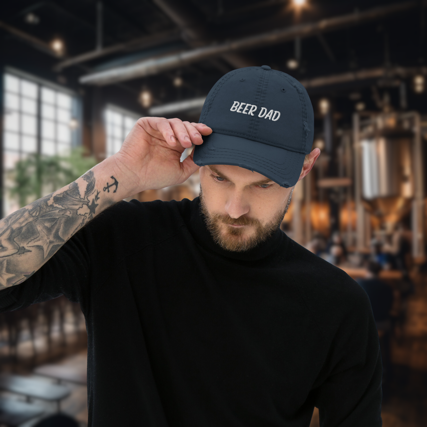 Distressed Beer Dad Hat