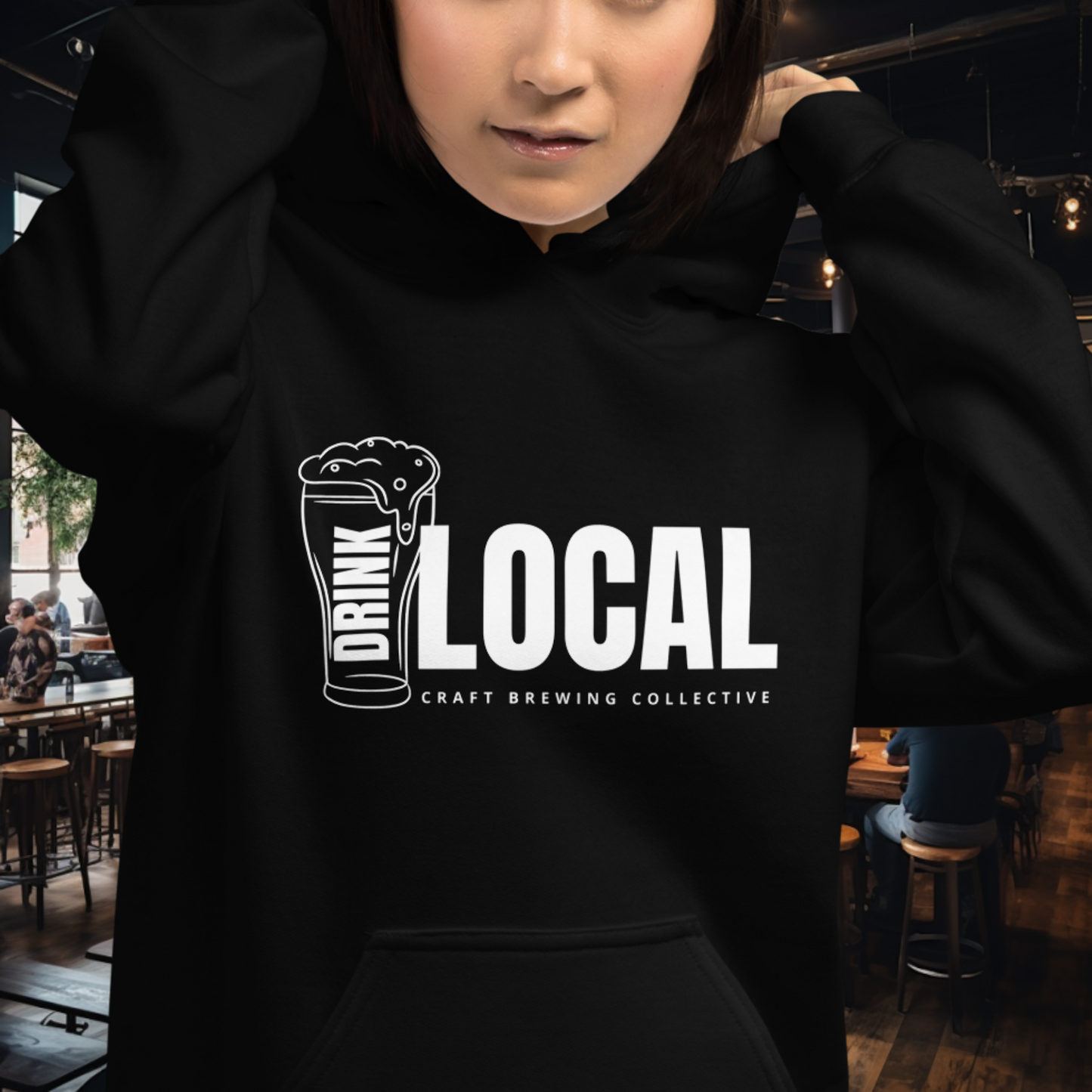 Drink Local Beer Glass Hoodie