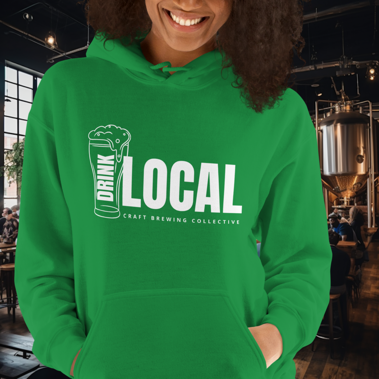 Drink Local Beer Glass Hoodie