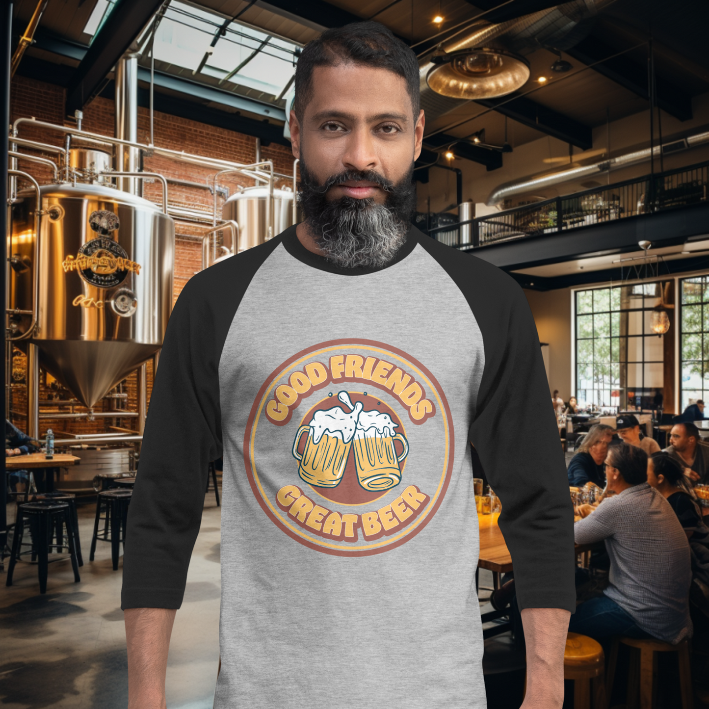 Vintage Good Friends, Great Beer 3/4 Sleeve T-Shirt