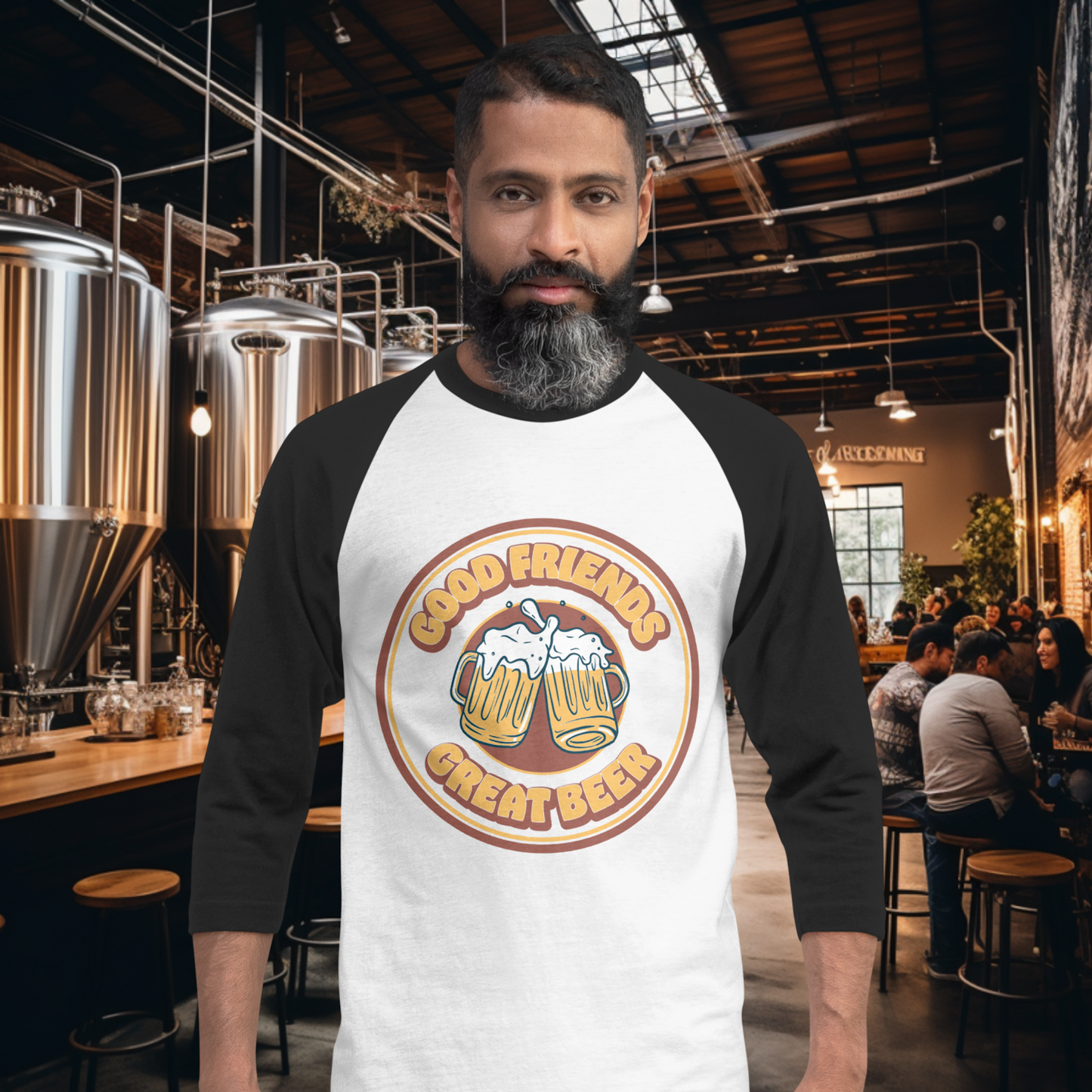 Vintage Good Friends, Great Beer 3/4 Sleeve T-Shirt