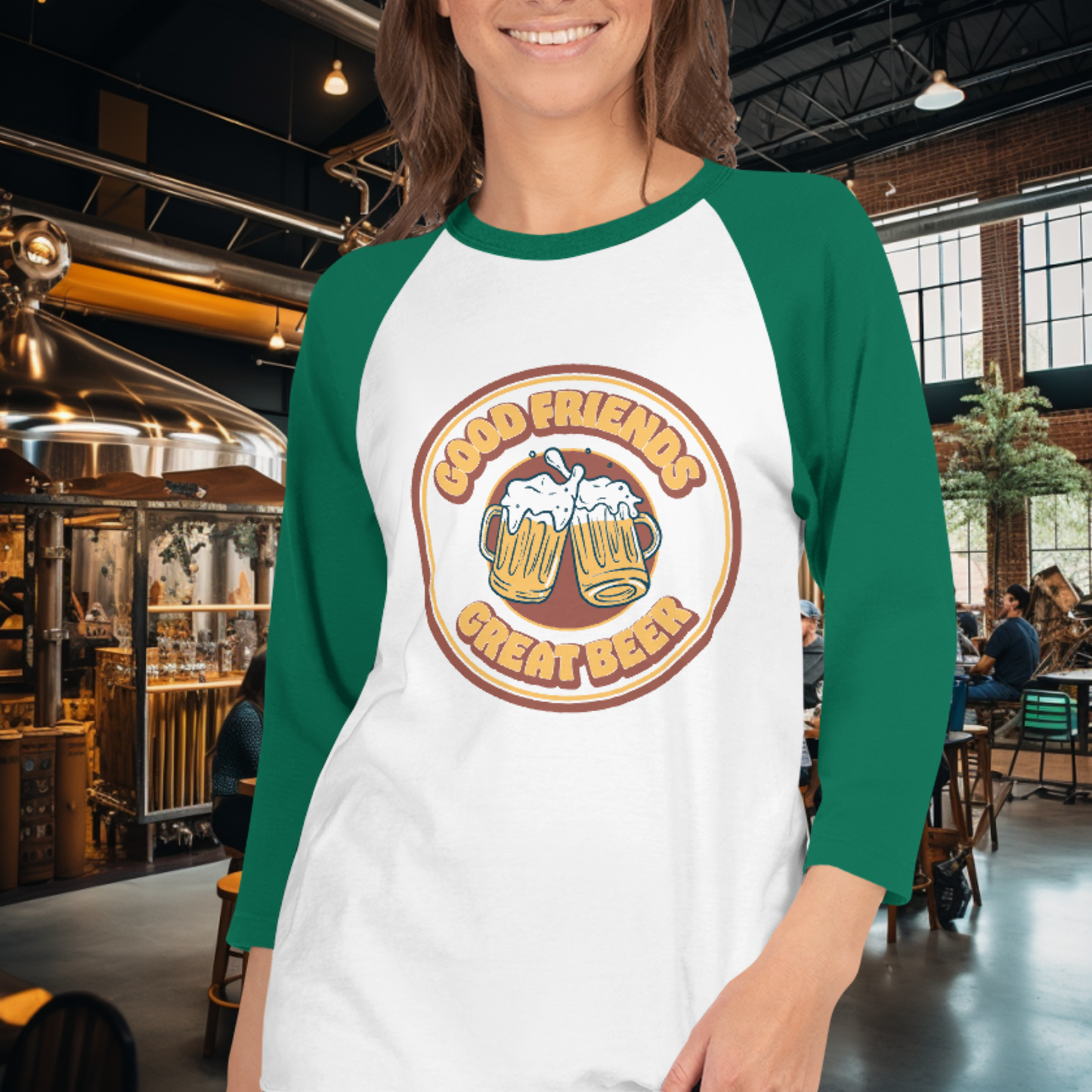 Vintage Good Friends, Great Beer 3/4 Sleeve T-Shirt