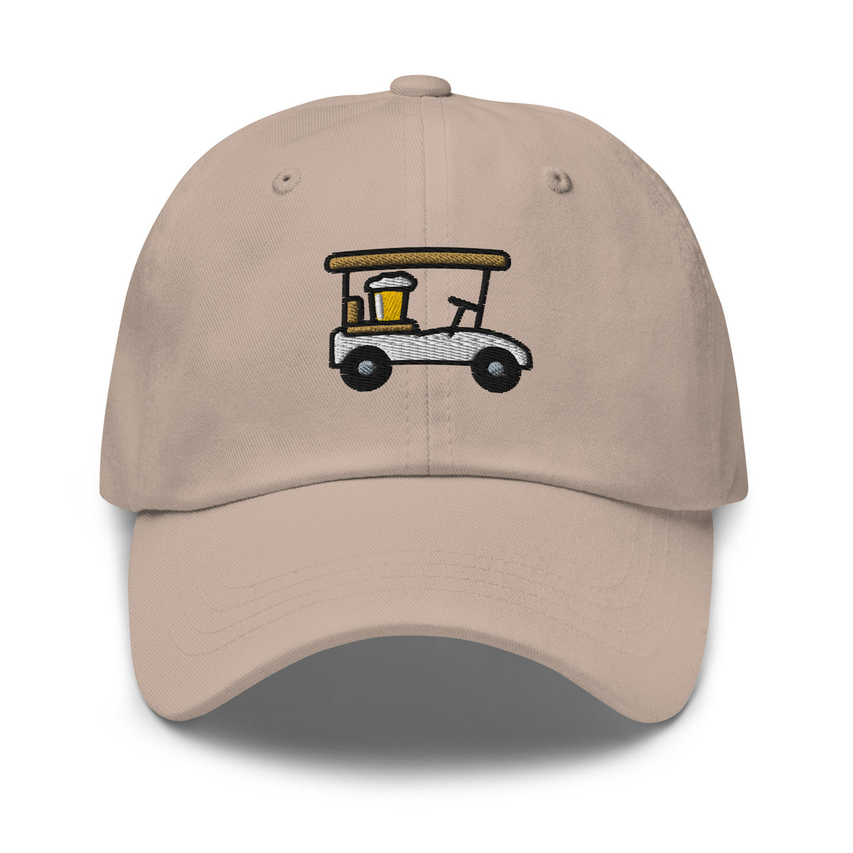Designated Driver Embroidered Golf Dad Hat in Stone, front view