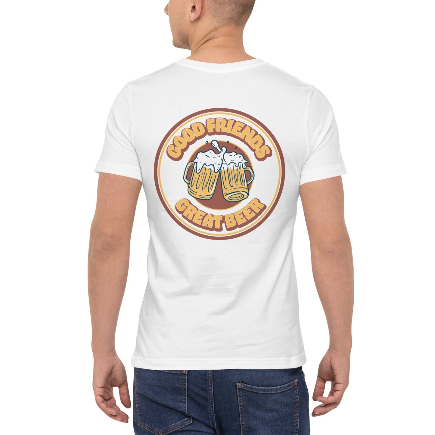 Vintage Good Friends, Great Beer Pocket T-Shirt (With Back)